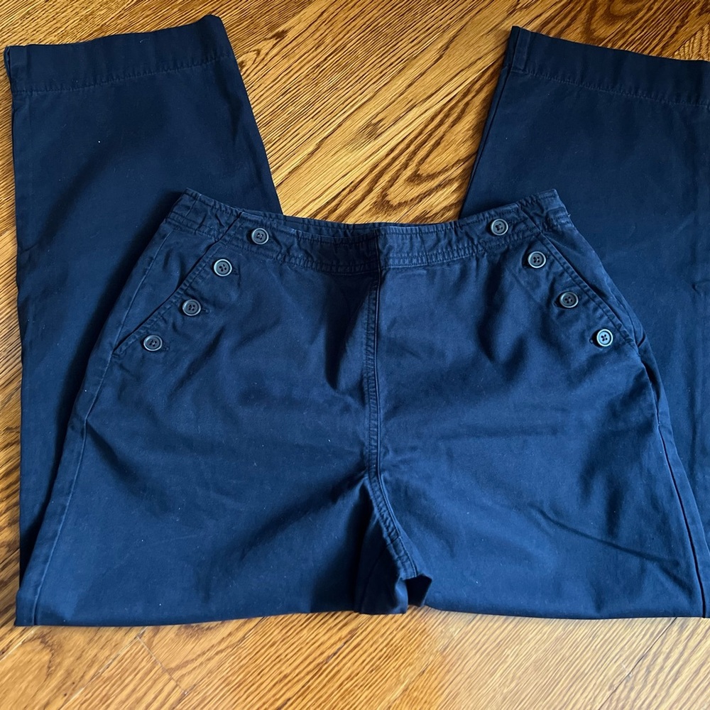Talbots Petite Navy Blue Side Zipper High Waist Pants